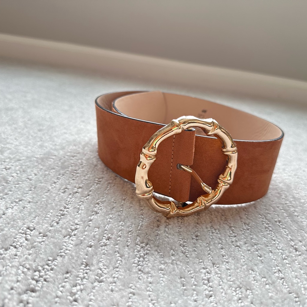 H&M Tan Belt With Gold Buckle